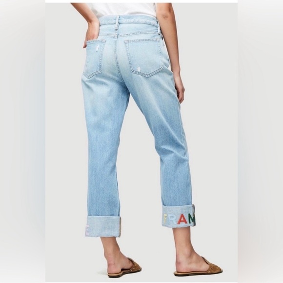 NWT Frame Denim Le Embroidery Cuff High Rise Boyfriend Jeans - Picture 3 of 6